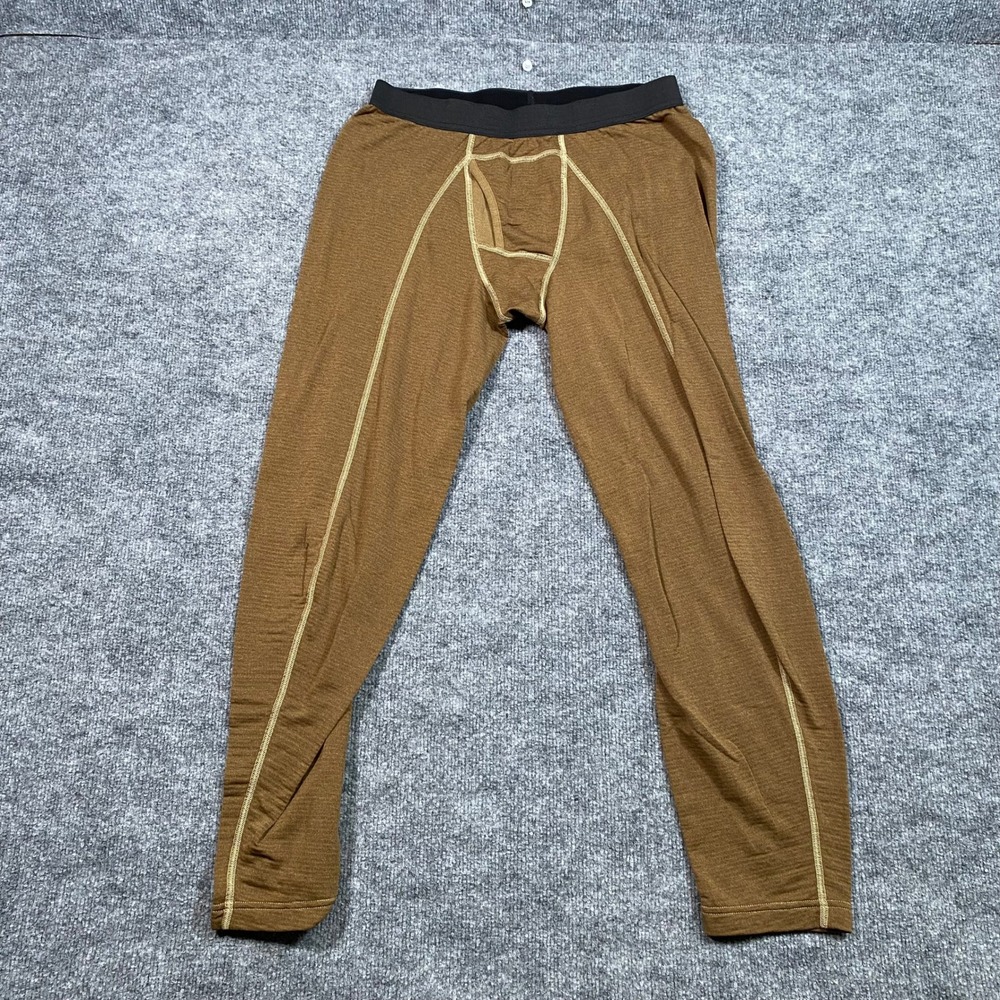 Beyond Clothing Mens Coyote Brown Grid Fleece Base Layer Leggings Size L CCL